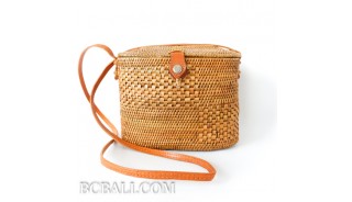 Women bali handbag ata rattan grass handmade leather strap